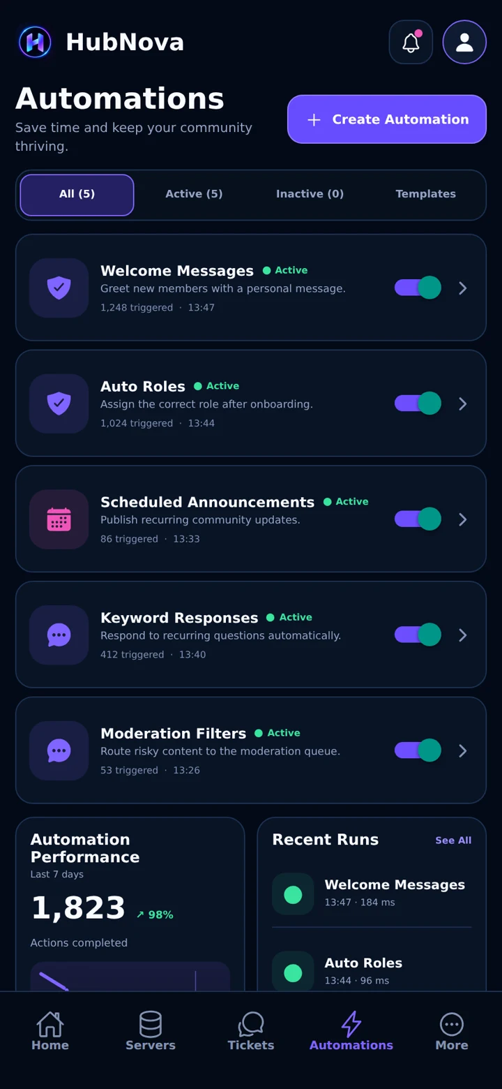 HubNova Automations